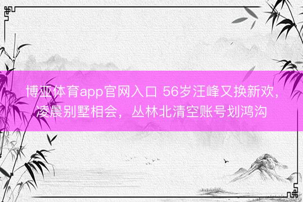博亚体育app官网入口 56岁汪峰又换新欢，凌晨别墅相会，丛林北清空账号划鸿沟
