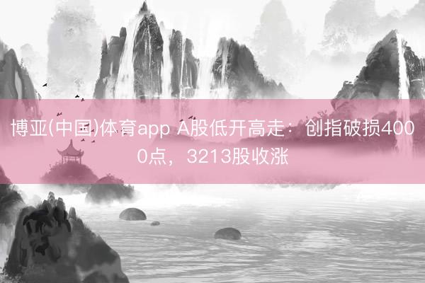 博亚(中国)体育app A股低开高走：创指破损4000点，3213股收涨