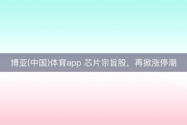 博亚(中国)体育app 芯片宗旨股，再掀涨停潮