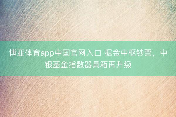 博亚体育app中国官网入口 掘金中枢钞票，中银基金指数器具箱再升级