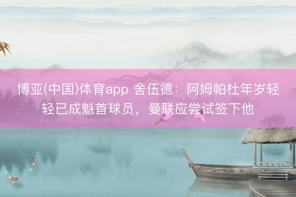 博亚(中国)体育app 舍伍德：阿姆帕杜年岁轻轻已成魁首球员，曼联应尝试签下他