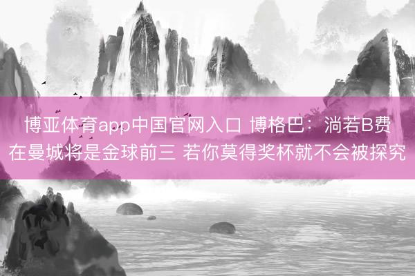 博亚体育app中国官网入口 博格巴：淌若B费在曼城将是金球前三 若你莫得奖杯就不会被探究