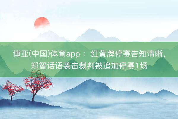 博亚(中国)体育app ：红黄牌停赛告知清晰，郑智话语袭击裁判被追加停赛1场
