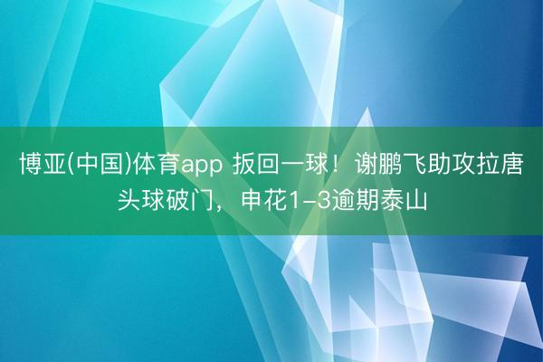 博亚(中国)体育app 扳回一球！谢鹏飞助攻拉唐头球破门，申花1-3逾期泰山