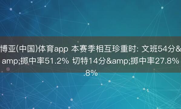 博亚(中国)体育app 本赛季相互珍重时: 文班54分&掷中率51.2% 切特14分&掷中率27.8%