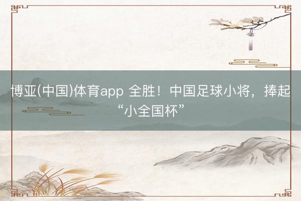 博亚(中国)体育app 全胜！中国足球小将，捧起“小全国杯”