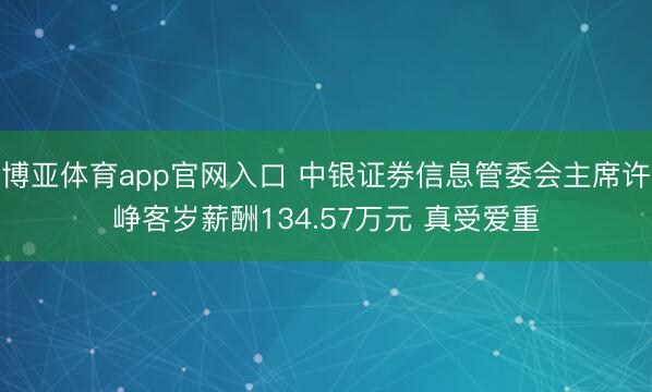博亚体育app官网入口 中银证券信息管委会主席许峥客岁薪酬134.57万元 真受爱重