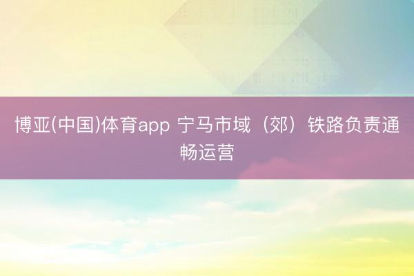 博亚(中国)体育app 宁马市域（郊）铁路负责通畅运营