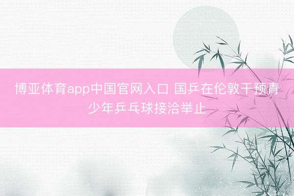 博亚体育app中国官网入口 国乒在伦敦干预青少年乒乓球接洽举止