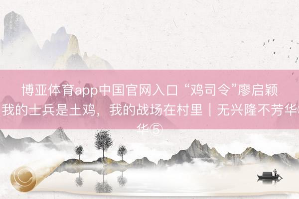 博亚体育app中国官网入口 “鸡司令”廖启颖：我的士兵是土鸡，我的战场在村里｜无兴隆不芳华⑤