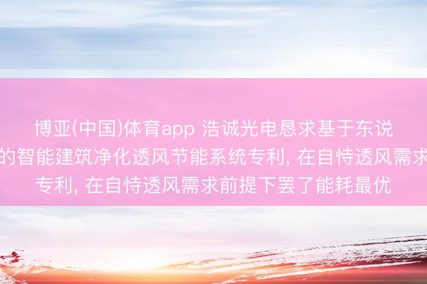 博亚(中国)体育app 浩诚光电恳求基于东说念主工智能动态限定的智能建筑净化透风节能系统专利, 在自恃透风需求前提下罢了能耗最优