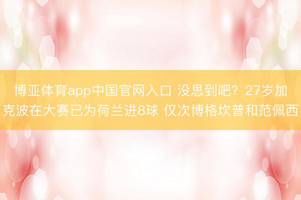 博亚体育app中国官网入口 没思到吧?27岁加克波在大赛已为荷兰进8球 仅次博格坎普和范佩西